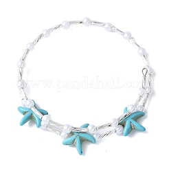 Synthetic Turquoise Beaded Bangles&nbsp;BJEW-JB11588-01