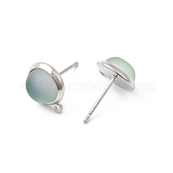 Brass Glass Stud Earrings&nbsp;KK-F916-05P