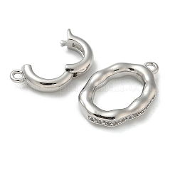 Rack Plating Brass Micro Pave Clear Cubic Zirconia Fold Over Clasps&nbsp;KK-K392-35P