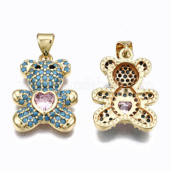 Brass Micro Pave Clear Cubic Zirconia Pendants&nbsp;ZIRC-S067-044C-NR