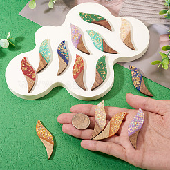 14Pcs 7 Colors Opaque Resin and Walnut Wood Big Pendants&nbsp;RESI-TA0005-12