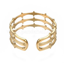 304 Stainless Steel Bamboo Shape Open Cuff Ring&nbsp;RJEW-T023-04G