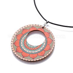 Wood Pendant Necklaces&nbsp;NJEW-JN02326-M