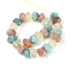 Natural Lemon Quartz & Flower Amazonite & Sunstone Beads Strands&nbsp;G-N358-01A-07