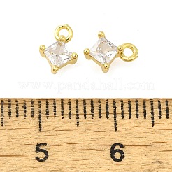 Rhombus Rack Plating Brass with Cubic Zirconia Pendants Charms&nbsp;KK-S396-24
