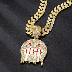 Zinc Alloy Full Crystal Rhinestone Ghost Pendant Necklaces with Enamel for Men&nbsp;FS-WG94CB1-01