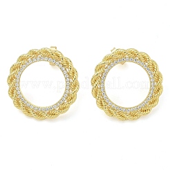Brass Micro Pave Clear Cubic Zirconia Stud Earrings&nbsp;EJEW-C122-08G