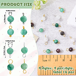 16Pcs 4 Styles May Birthstone Natural Fuchsite Pendant and Connector Charms&nbsp;PALLOY-SW00107