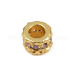 Column Rack Plating Brass Cubic Zirconia European Beads&nbsp;KK-L236-08G
