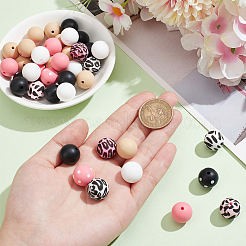 58Pcs 10 Styles Printed Round Silicone Focal Beads&nbsp;SIL-SC0002-06