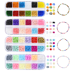 48G 12 Colors Transparent Colours Glass Seed Beads&nbsp;SEED-YW0002-72
