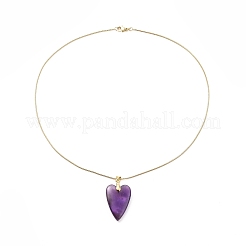 Heart Natural Gemstone Pendant Necklaces&nbsp;NJEW-JN04092