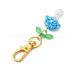 Handmade Glass Seed Mushroom with Acrylic Leaf Pendant Decorations&nbsp;HJEW-MZ00104-03