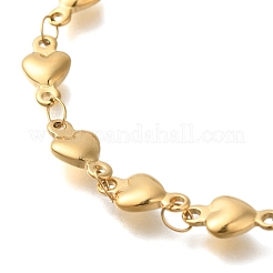 Ion Plating(IP) 304 Stainless Steel Heart Link Bracelets for Women&nbsp;BJEW-H613-05G