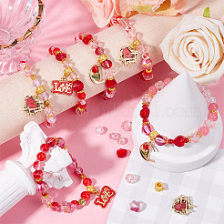 Valentine's Day Theme DIY Glass Beads Stretch Bracelet Jewelry Kits&nbsp;DIY-SC0028-68