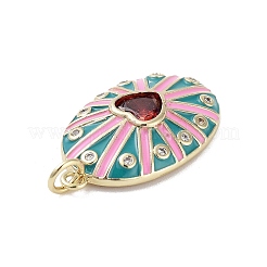 Rack Plating Brass Micro Pave Clear Cubic Zirconia Pendants&nbsp;KK-H474-23G-01