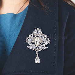 4Pcs 4 Style Rhinestone Flower Brooch Pins&nbsp;JEWB-AN0001-04
