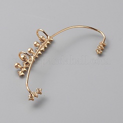 Crystal Rhinestone Curved Bar Cuff Earrings with Imitation Pearl Beaded&nbsp;EJEW-WH0017-37B-G