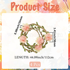 4Pcs Polyester & Linen Flower Rattan Straw Hat Bands&nbsp;AJEW-CN0004-40B