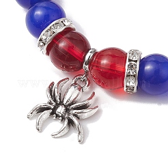 2Pcs 10mm Round Opalite & Pink Glass & Red Glass & Blue Cat Eye Beaded Stretch Bracelet Sets for Lover&nbsp;BJEW-JB10325-02
