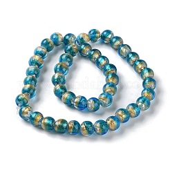 Handmade Gold Sand with Silver Foil Lampwork Beads Strand&nbsp;LAMP-Z007-04B