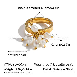 304 Stainless Steel with Natural Freshwater Pearl Finger Rings for Women&nbsp;AG0795