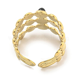 Ion Plating(IP) 304 Stainless Steel Synthetic Turquoise Cuff Rings&nbsp;G-Z056-05G-02