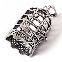 Rack Plating Brass Cage Pendants&nbsp;KK-Q402-14AS