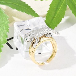 Brass Micro Pave Clear Cubic Zirconia Cuff Rings for Women Men&nbsp;RJEW-Z080-02GP-01