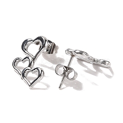 Non-Tarnish 3 Pairs 304 Stainless Steel Triple Heart Stud Earrings for Women&nbsp;EJEW-K279-04P