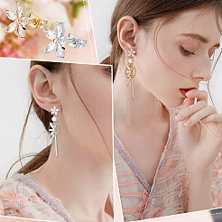 12Pcs Brass Cubic Zirconia Ear Stud Findings&nbsp;KK-BBC0027-63