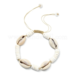Cowrie Shell & Natural White Shell Beaded Adjsutable Bracelets&nbsp;BJEW-JB13918