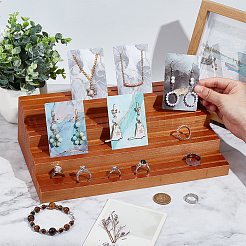 4-Tier Wood Jewelry Earring Display Card Display Risers&nbsp;ODIS-WH0025-179B-02
