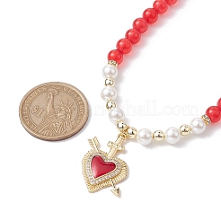 Heart Brass Cubic Zirconia Pendant Necklace&nbsp;NJEW-JN04599-02