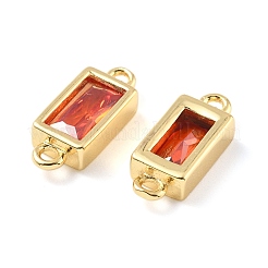 Brass Pave Glass Rectangle Connector Charms&nbsp;KK-H002-06G-02