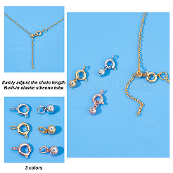 30 Sets 3 Colors Brass Spring Ring Clasps and Silicone Beads&nbsp;KK-PH0004-79