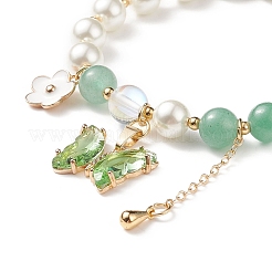 4Pcs 4 Style Round Natural Mixed Gemstone & Shell Pearl Beaded Stretch Bracelets Set&nbsp;BJEW-TA00191