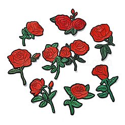 22Pcs Rose Flower Polyester Computerized Embroidery Cloth Iron on Sew on Patches&nbsp;PATC-CJZ0001-01