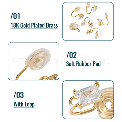 12Pcs 6 Styles Brass Micro Pave Clear Cubic Zirconia Ear Cuff Findings&nbsp;KK-TA0003-24