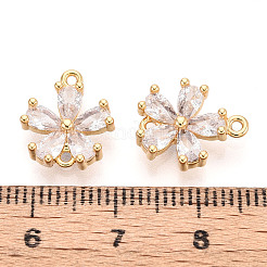 Brass Pave Clear Cubic Zirconia Connector Charms&nbsp;KK-T078-03G-05