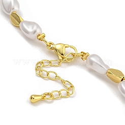 Rack Plating Brass & ABS Plastic Pearl Beads Beaded Necklaces for Women&nbsp;NJEW-C059-15G
