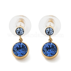 304 Stainless Steel Rhinestone Dangle Stud Earrings&nbsp;EJEW-G423-17G-02