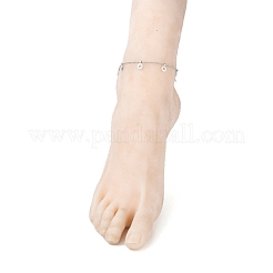 Tarnish Resistant 304 Stainless Steel Flat Round with Star Charm Anklets&nbsp;AJEW-AN00353