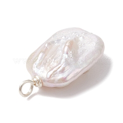 Natural Baroque Pearl Keshi Pearl Copper Wrie Wrapped Moon Pendants&nbsp;PALLOY-JF02871