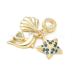 Rack Plating Brass Micro Pave Cubic Zirconia Pendants&nbsp;KK-M309-32G