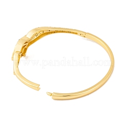 Brass Pave Colorful Cubic Zirconia Leopard Hinged Bangles for Women&nbsp;BJEW-S147-25G