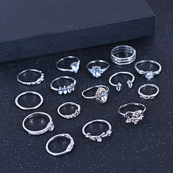 Alloy and Crystal Rhinestone Cuff Rings & Finger Rings&nbsp;FS-WG2C342-01