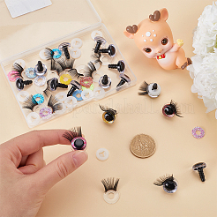16 Sets 8 Colors Glitter Plastic Doll Eye with Eyelashes&nbsp;DOLL-GF0001-02