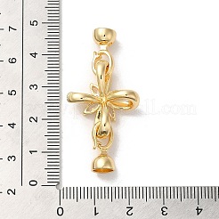 Rack Plating Brass Pave Clear Cubic Zirconia Fold Over Clasps&nbsp;KK-E084-11G