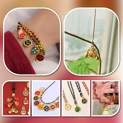 60Pcs 6 Styles Alloy Enamel Pendants&nbsp;FIND-PH0061-42